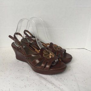 Clarks Artisan Brown Platform Wedge Sandal - 8 M